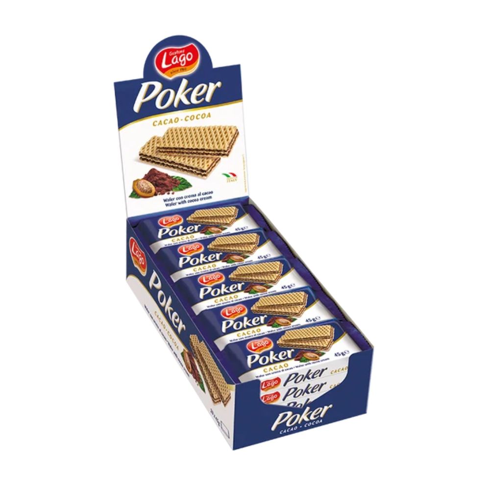 Lago Poker Cacao Cocoa Creme 45g (Pack of 80)