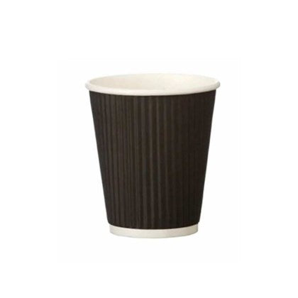 Black Double Wall Ripple Cups (Pack of 500) | Size 8oz-16oz