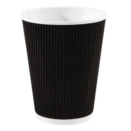 Black Double Wall Ripple Cups (Pack of 500) | Size 8oz-16oz 3