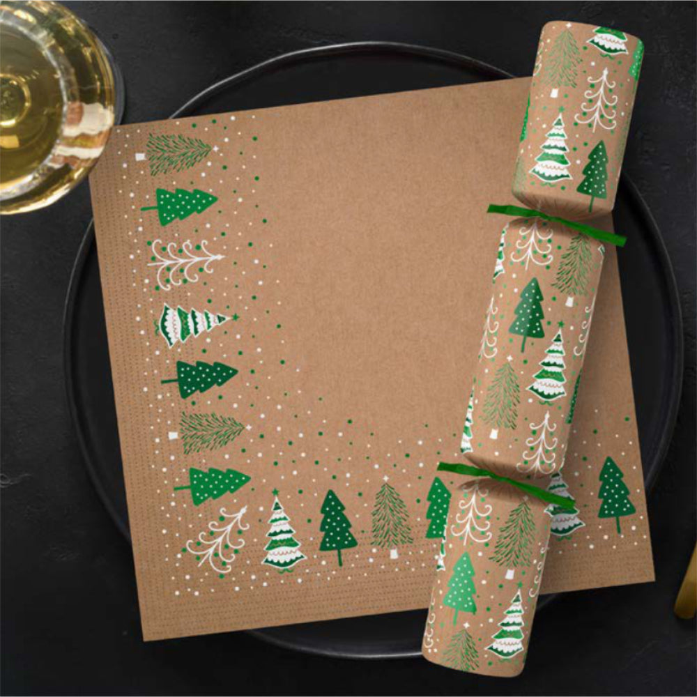 40cm Kraft 2ply 4 Fold Festive Forest Christmas Napkins (Pack of 1000) 2