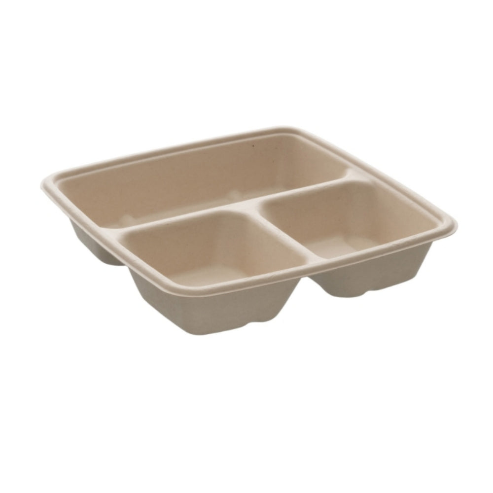 23cm Square BePulp Tray with 3 Compartments (Pack of 300) 1