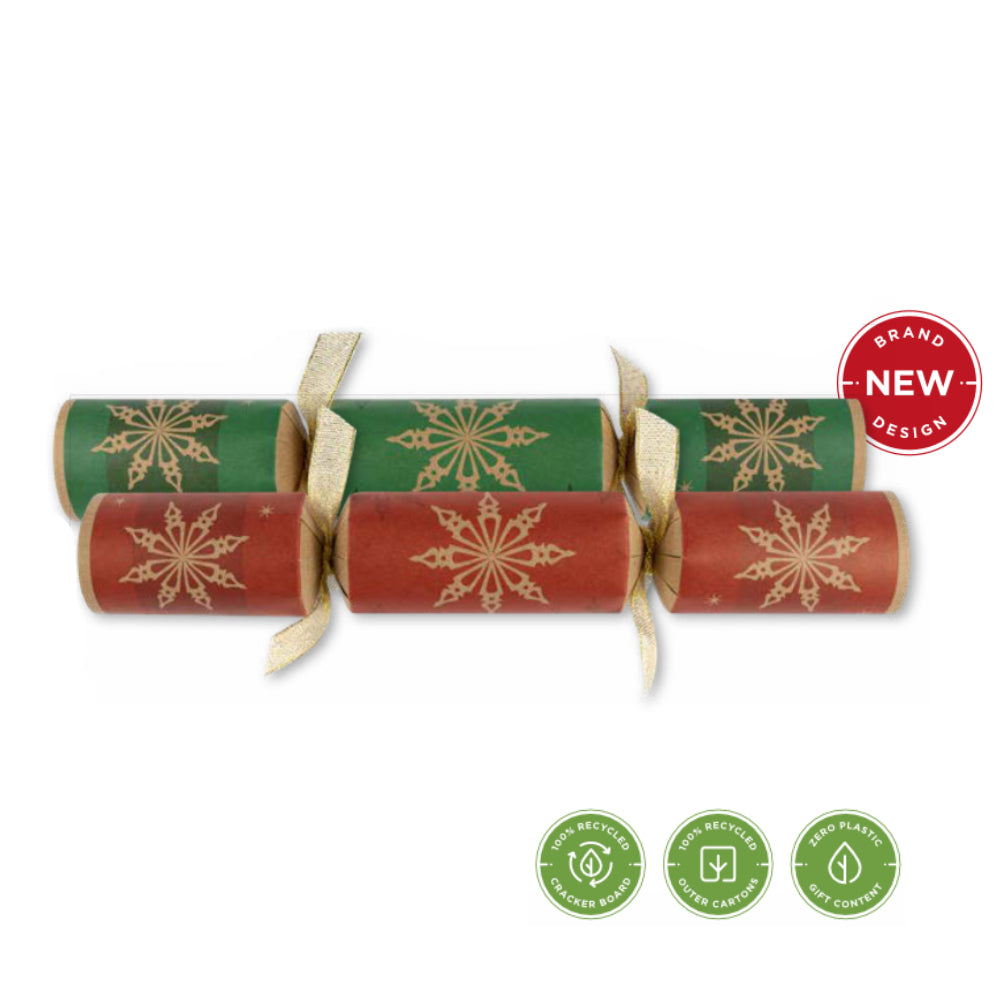 10" Eco Kraft Star Crackers Red/Green Mixed Box (Pack of 100) 1
