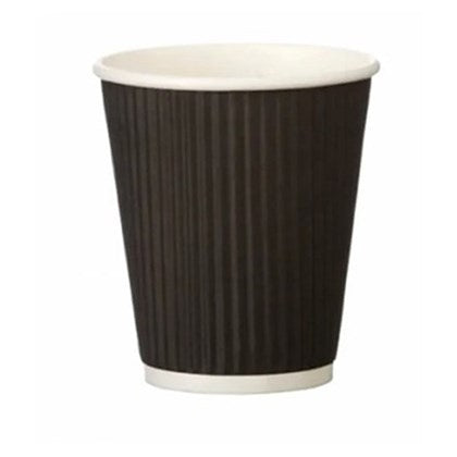 Black Double Wall Ripple Cups (Pack of 500) | Size 8oz-16oz