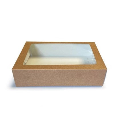 Kraft Platter Box With Window White Interior (Pack of 25) | Standard/Extra Large