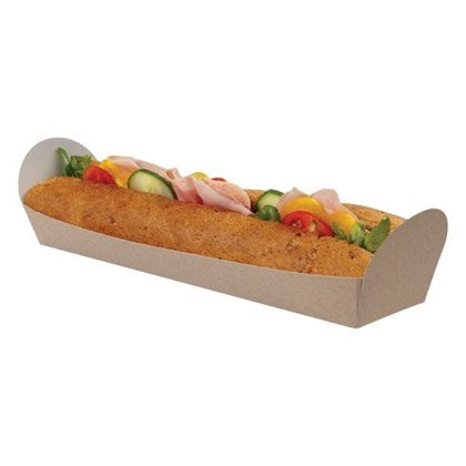 10" Open Kraft Baguette Tray (Pack of 500)