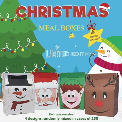 Kids Christmas Meal Boxes - Mixed Designs (Pack of 250)