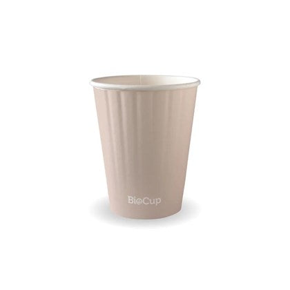 Aqueous Lined Double Wall BioCups Stone (Pack of 1000) | 8oz-12oz