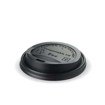 Black Bioplastic Coffee Cup Lids (Pack of 1000) | 6oz-20oz
