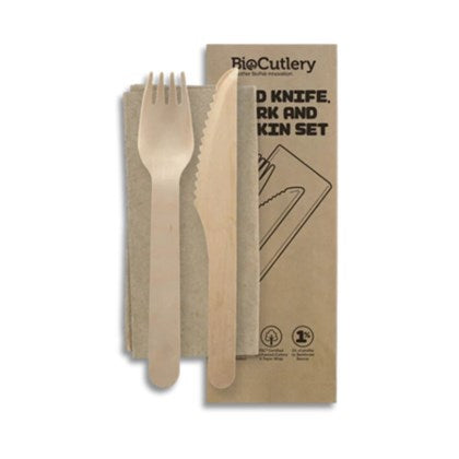 BioTableware, 16cm Knife, Fork & Napkin Pack