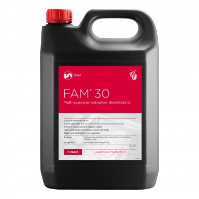 Evans Fam30 Lodophor Disinfectant 5L (Pack of 2)