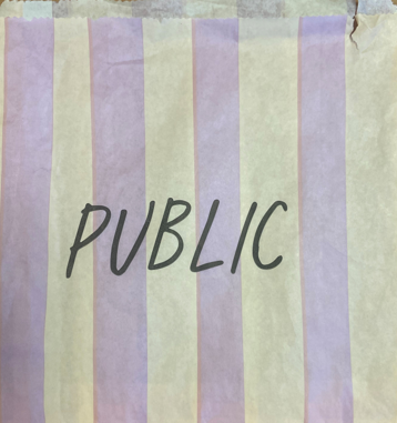 Public Strung Scotchban Flat Bag - Purple Striped 215 x 215mm Qty1000