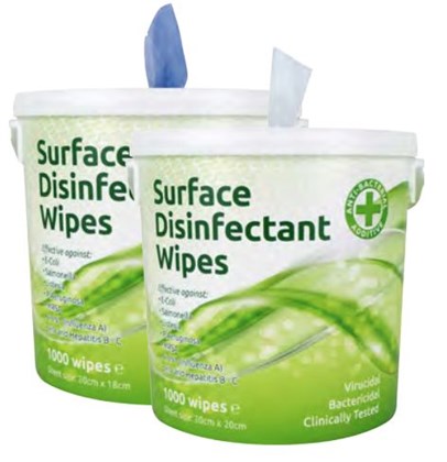 1000 Surface Disinfectant White Wipes