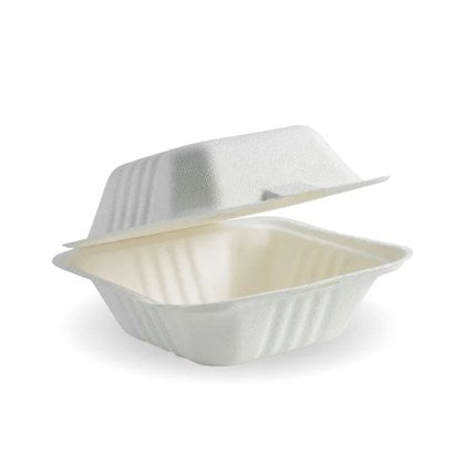 Hinged Bagasse Box Burger 6x6"