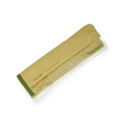 14" Kraft Nature Flex Vegware Window Baguette Bag (Pack of 1000)