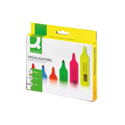 Q-Connect Pack of 6 Assorted Highlighter Pens